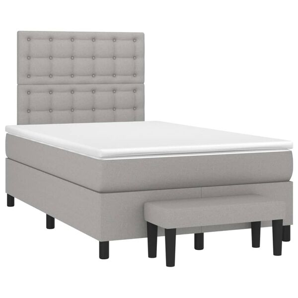 vidaXL Sommier &agrave; lattes de lit avec matelas Gris clair 120x200cm Tissu