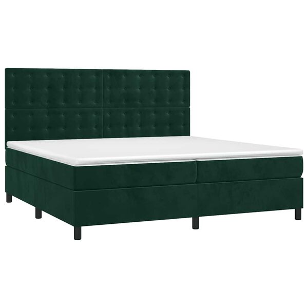 vidaXL Sommier &agrave; lattes de lit matelas et LED Vert fonc&eacute; 200x200 cm