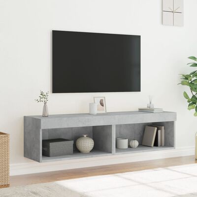 vidaXL Meubles TV avec lumières LED 2 pcs gris béton 60x30x30 cm
