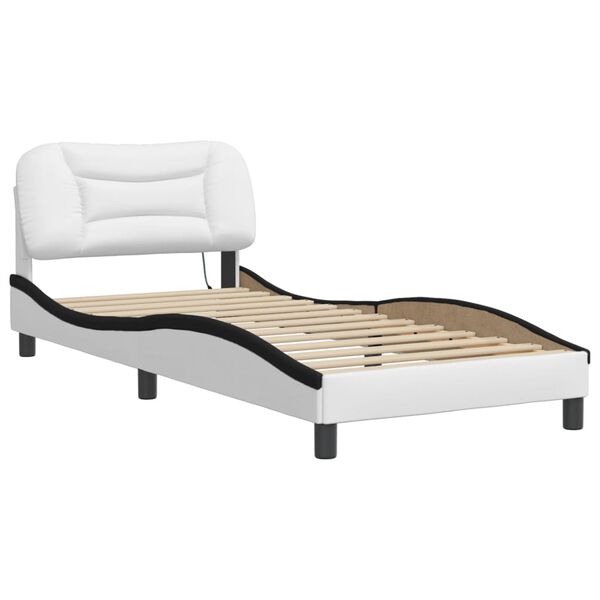vidaXL Cadre de lit avec LED sans matelas Hvar blanc et noir 80x200 cm