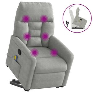 vidaXL Fauteuil inclinable de massage gris clair tissu microfibre