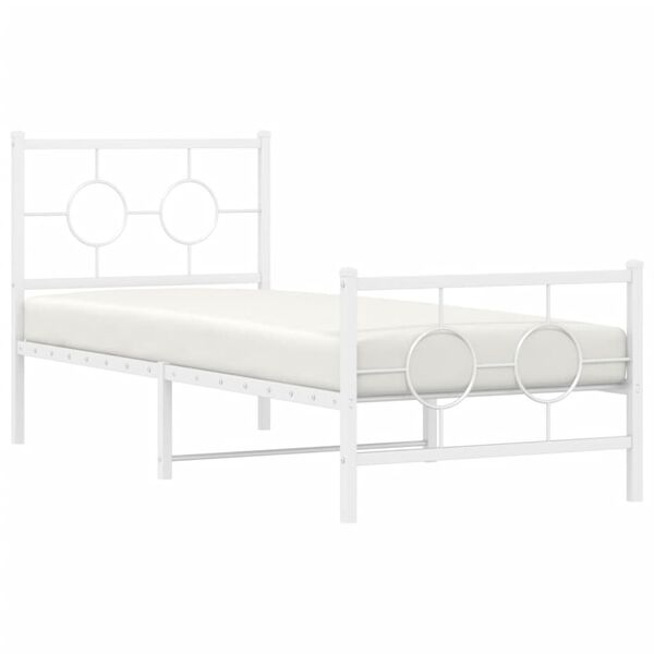 vidaXL Cadre de lit métal sans matelas avec pied de lit blanc 75x190cm