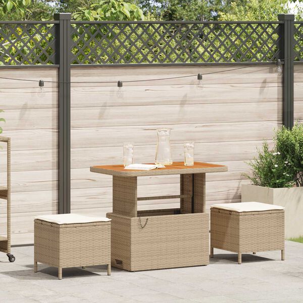 vidaXL Ensemble de salle à manger pour jardin Beige polyrotin