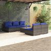 vidaXL Salon de jardin 6 pcs avec coussins r&eacute;sine tress&eacute;e gris