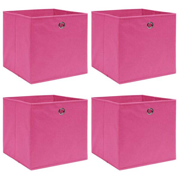 vidaXL Boîtes de rangement 4 pcs Rose 32x32x32 cm Tissu