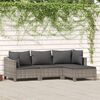 vidaXL Salon de jardin 4 pcs avec coussins Gris Résine tressée