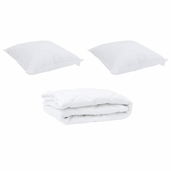 vidaXL Couette avec oreiller 3 pcs Blanc Microfibre