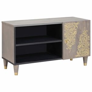 vidaXL Meuble TV Gris 80 x 33 x 46 cm Bois de mangue massif