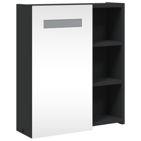 vidaXL Armoire de salle de bain à miroir avec LED noir 45x13x52 cm