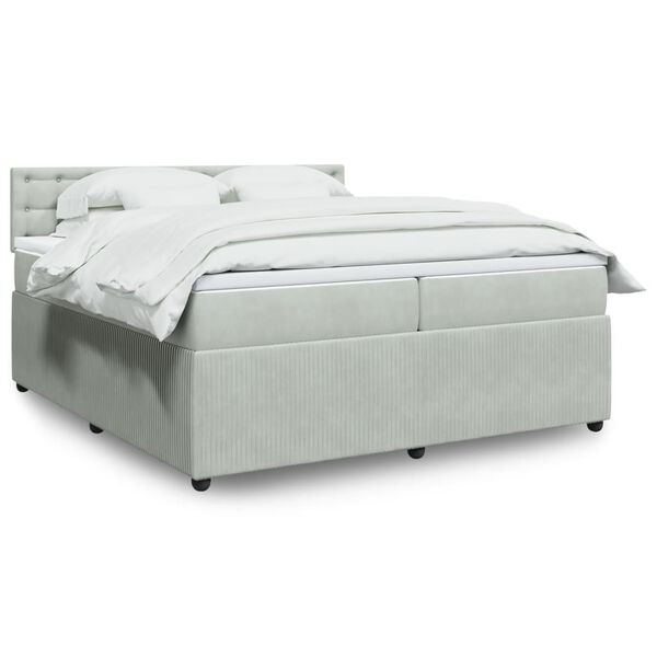 vidaXL Sommier &agrave; lattes de lit et matelas Gris clair 200x200cm Velours