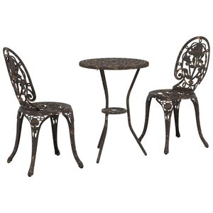 vidaXL Ensemble bistro de jardin 3 pcs Bronze Aluminium