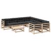 vidaXL Salon de jardin 9 pcs avec coussins bois de pin massif