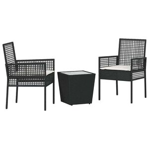vidaXL Ensemble bistro de jardin 3 pcs Noir polyrotin