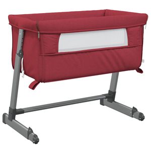 vidaXL Lit pour b&eacute;b&eacute; avec matelas Rouge Tissu de lin