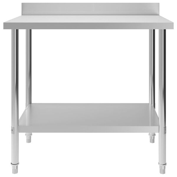 vidaXL Table de travail de cuisine avec dosseret 100x60x93 cm Inox