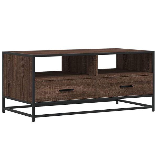 vidaXL Table basse ch&ecirc;ne marron 100x50x45cm bois d'ing&eacute;nierie et m&eacute;tal