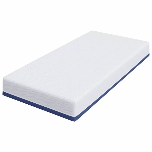 vidaXL Matelas Blanc et Bleu 100 x 200 cm Tissu jacquard