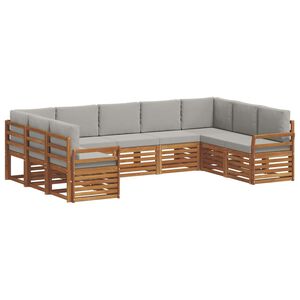 vidaXL Ensemble de canap&eacute;s d'ext&eacute;rieur 9 pc Gris Naturel et Clair