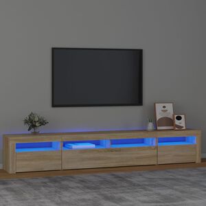 vidaXL Meuble TV avec lumi&egrave;res LED Ch&ecirc;ne sonoma 240x35x40 cm