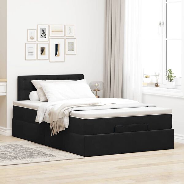 vidaXL Cadre de lit ottoman avec matelas noir 120x200 cm velours