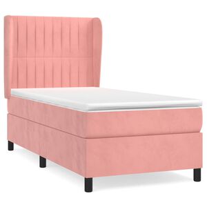 vidaXL Sommier &agrave; lattes de lit avec matelas Rose 100x200 cm Velours