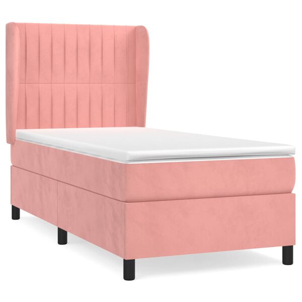 vidaXL Sommier &agrave; lattes de lit avec matelas Rose 100x200 cm Velours