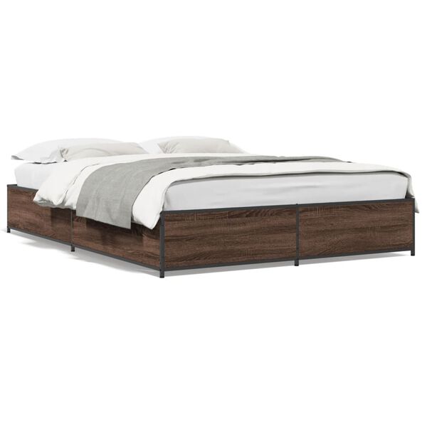vidaXL Cadre de lit sans matelas ch&ecirc;ne marron 135x190 cm