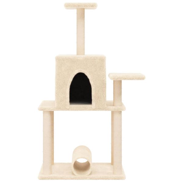 vidaXL Arbre &agrave; chat avec griffoirs en sisal cr&egrave;me 122 cm