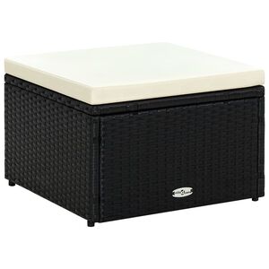 vidaXL Tabouret / repose-pied R&eacute;sine tress&eacute;e 53 x 53 x 30 cm Noir
