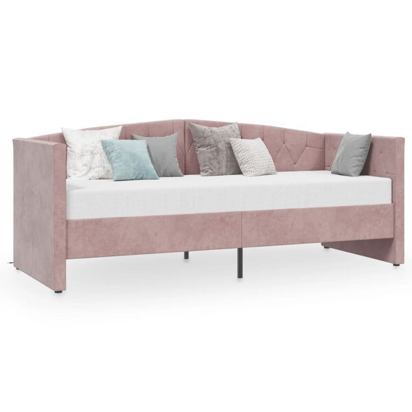 vidaXL Lit avec matelas et &eacute;clairage USB Rose Velours 90x200 cm