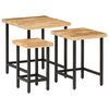 vidaXL Tables basses gigognes 3pcs bois de manguier massif brut et fer