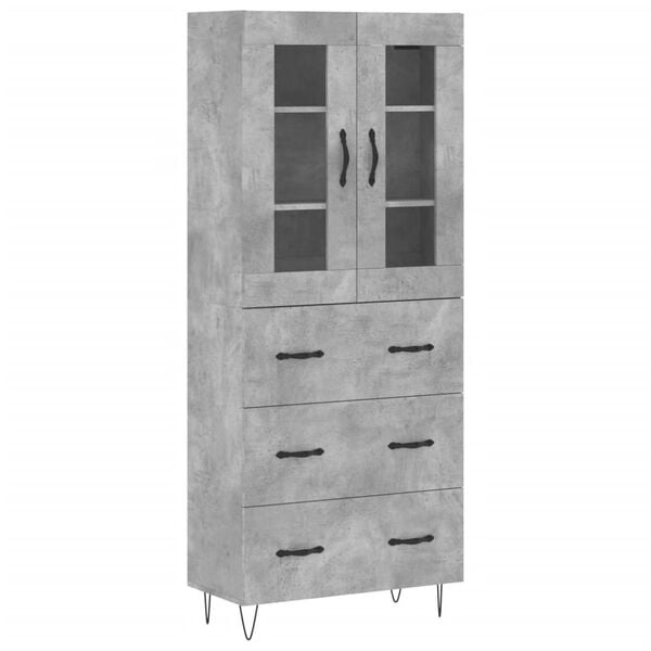 vidaXL Buffet haut Gris b&eacute;ton 69,5x34x180 cm Bois d'ing&eacute;nierie