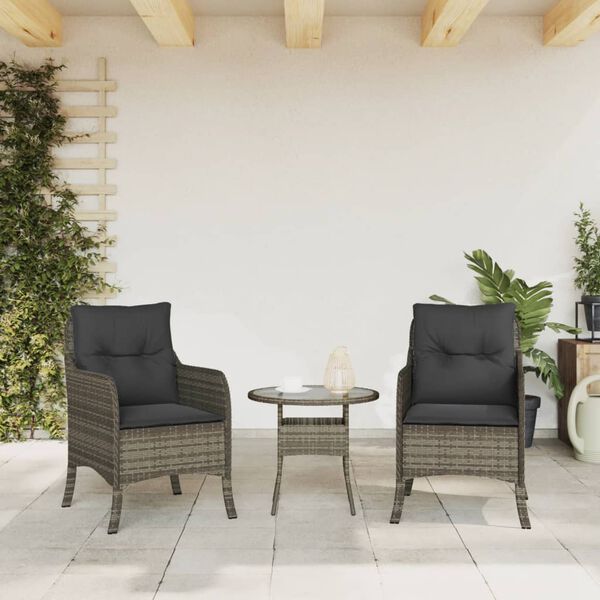 vidaXL Chaises de jardin avec coussins lot de 2 gris résine tressée