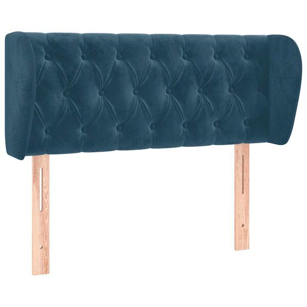 vidaXL T&ecirc;te de lit avec oreilles Bleu fonc&eacute; 103x23x78/88 cm Velours