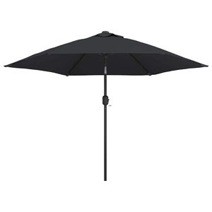 vidaXL Parasol d'ext&eacute;rieur avec lumi&egrave;res LED et m&acirc;t en acier Noir