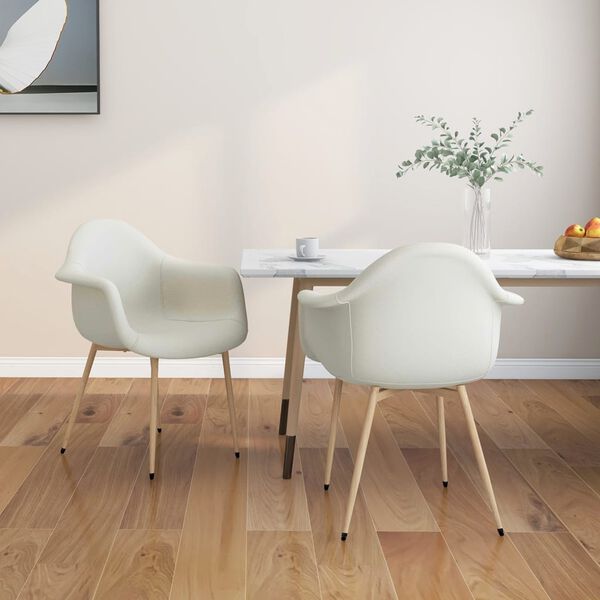 vidaXL Chaises &agrave; manger lot de 2 cr&egrave;me tissu