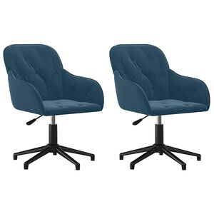 vidaXL Chaises pivotantes &agrave; manger lot de 2 Bleu Velours
