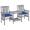 vidaXL Chaises de jardin avec table &agrave; th&eacute; et coussins Acacia solide