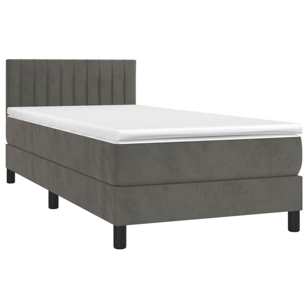 vidaXL Sommier &agrave; lattes de lit et matelas Gris fonc&eacute; 80x200 cm Velours