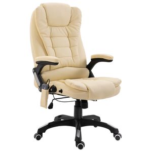 vidaXL Chaise de bureau de massage Cr&egrave;me Similicuir