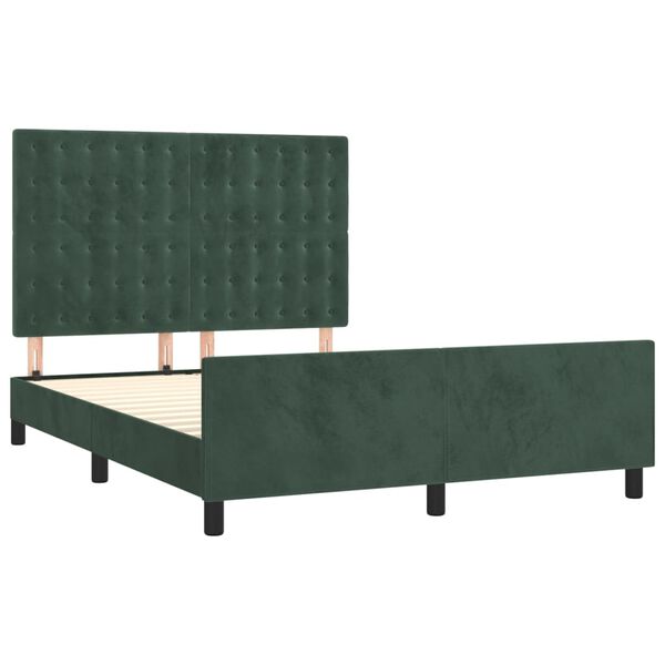 vidaXL Cadre de lit sans matelas vert fonc&eacute; 140x190 cm velours