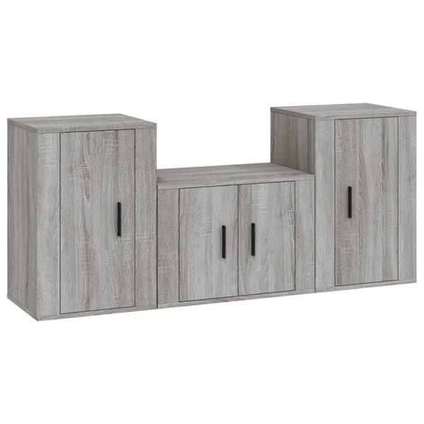 vidaXL Ensemble de meubles TV 3 pcs Sonoma gris Bois d'ing&eacute;nierie