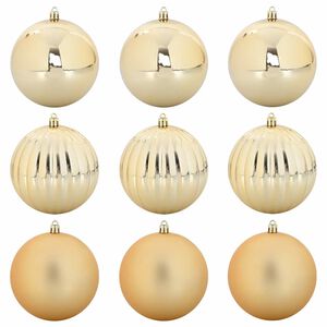 vidaXL Ensemble de Boules de No&euml;l XL 9 pc Dor&eacute; &Oslash; 15 cm Plastique LED