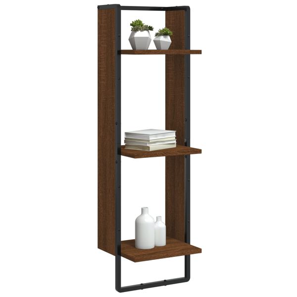 vidaXL &Eacute;tag&egrave;re murale 3 niveaux ch&ecirc;ne marron 30x25x100 cm