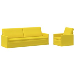vidaXL Ensemble de Canap&eacute;s 2 pcs Jaune clair Tissu