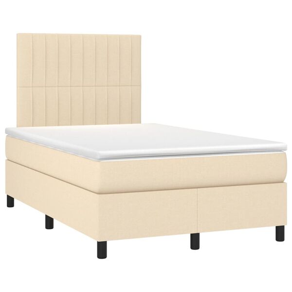 vidaXL Sommier &agrave; lattes de lit avec matelas Cr&egrave;me 120x200 cm Tissu