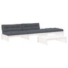 vidaXL Salon de jardin 4 pcs avec coussins blanc bois massif