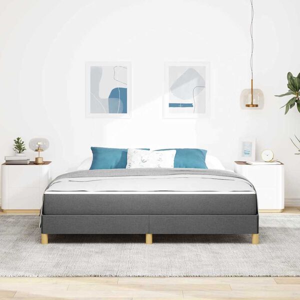 vidaXL Lit &agrave; ressorts avec matelas Gris fonc&eacute; 180 x 200 cm tissu