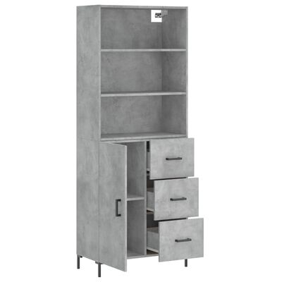 vidaXL Buffet haut Gris béton 69,5x34x180 cm Bois d'ingénierie