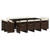 vidaXL Ensemble &agrave; manger de jardin avec coussins 13 pcs marron rotin